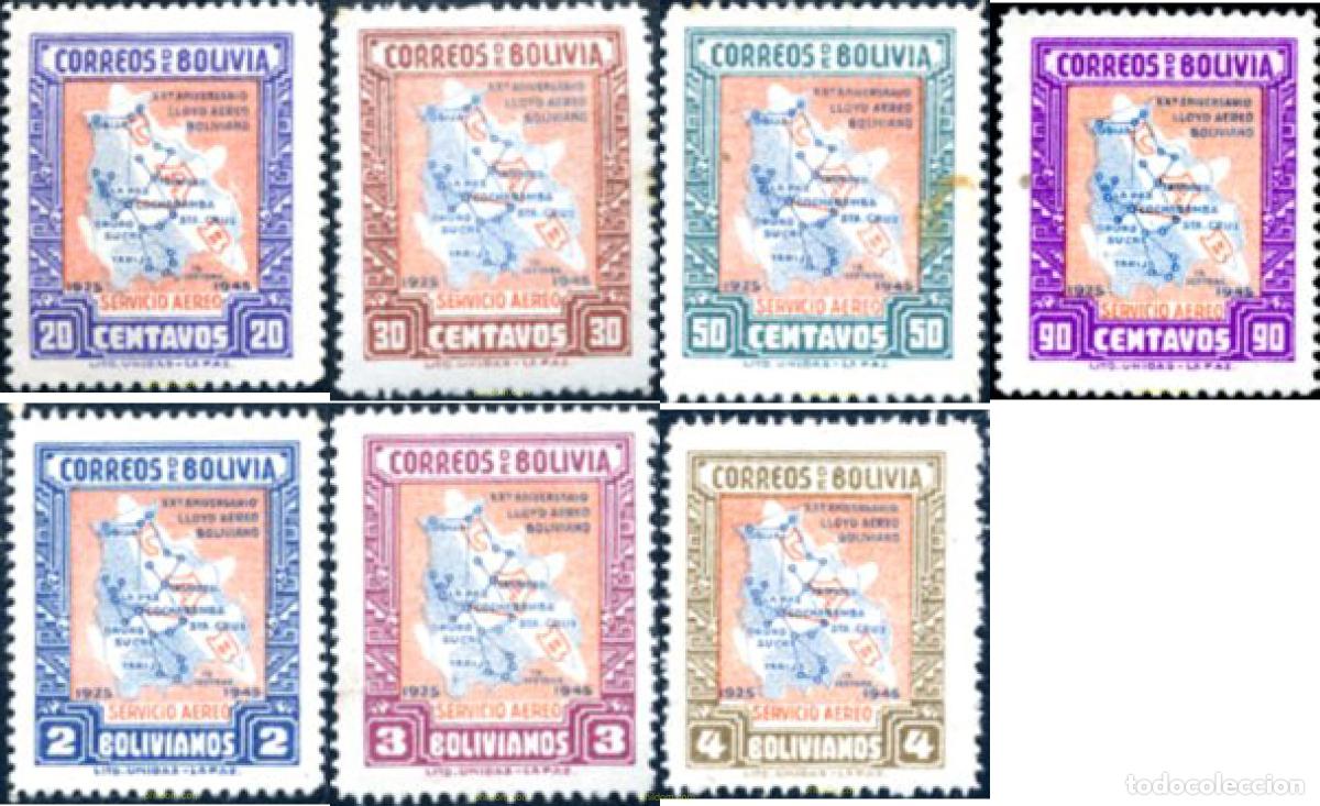 Sellos: 625936 HINGED BOLIVIA 1945 20 ANIVERSARIO DE LA FUNDACION LLOYS AEREO BOLIVIANA