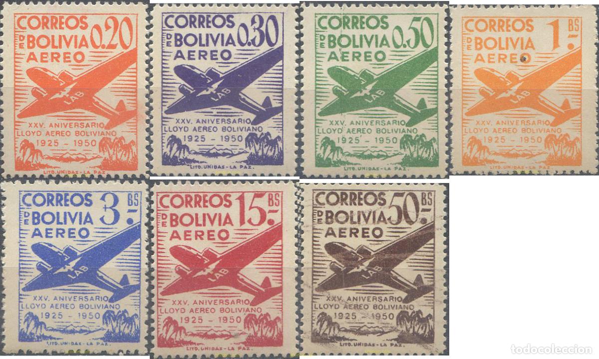 Sellos: 292944 MNH BOLIVIA 1950 25 ANIVERSARIO DE LA FUNDACION DE LA COMPA&Ntilde;IA LLOYD AEREO BOLIVIANO