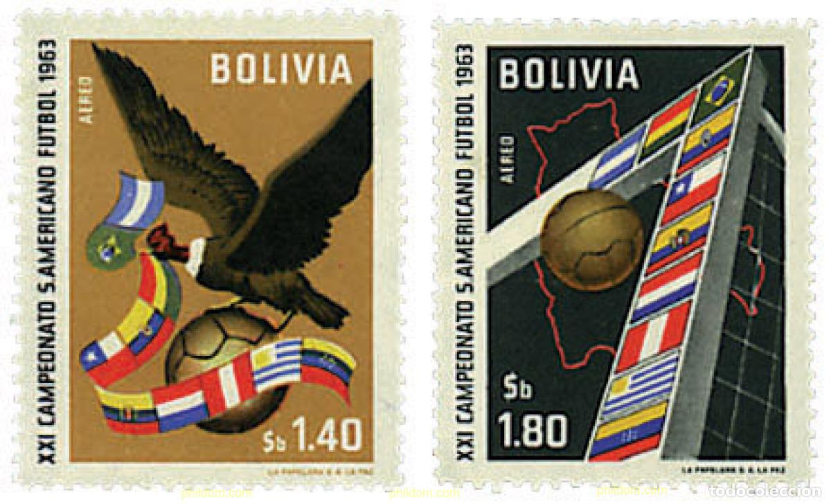 Sellos: 790144 HINGED BOLIVIA 1963 21&ordm; CAMPEONATOS SUDAMERICANOS DE FUTBOL