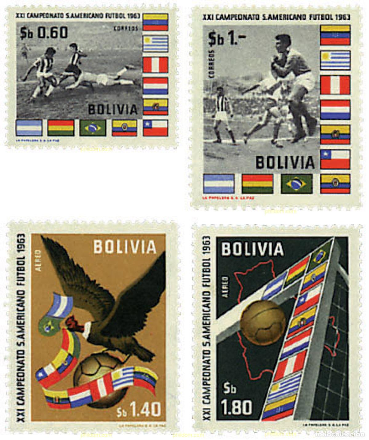 Sellos: 33249 MNH BOLIVIA 1963 21&ordm; CAMPEONATOS SUDAMERICANOS DE FUTBOL