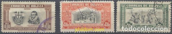 Sellos: 665697 USED BOLIVIA 1951 4 CENTENARIO DE LA FUNDACION DE LA PAZ