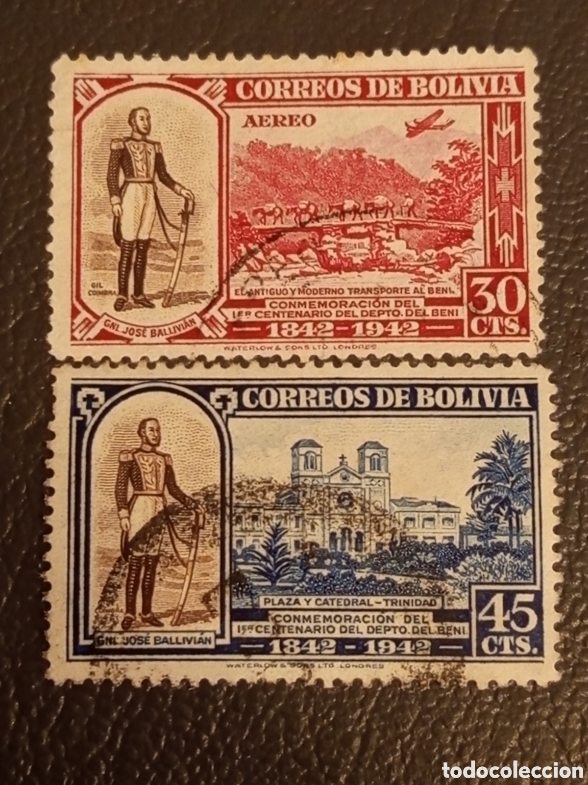 Sellos: Pareja Sellos Bolivia 1942 Centenario Depto Beni Usados Michel 314/316