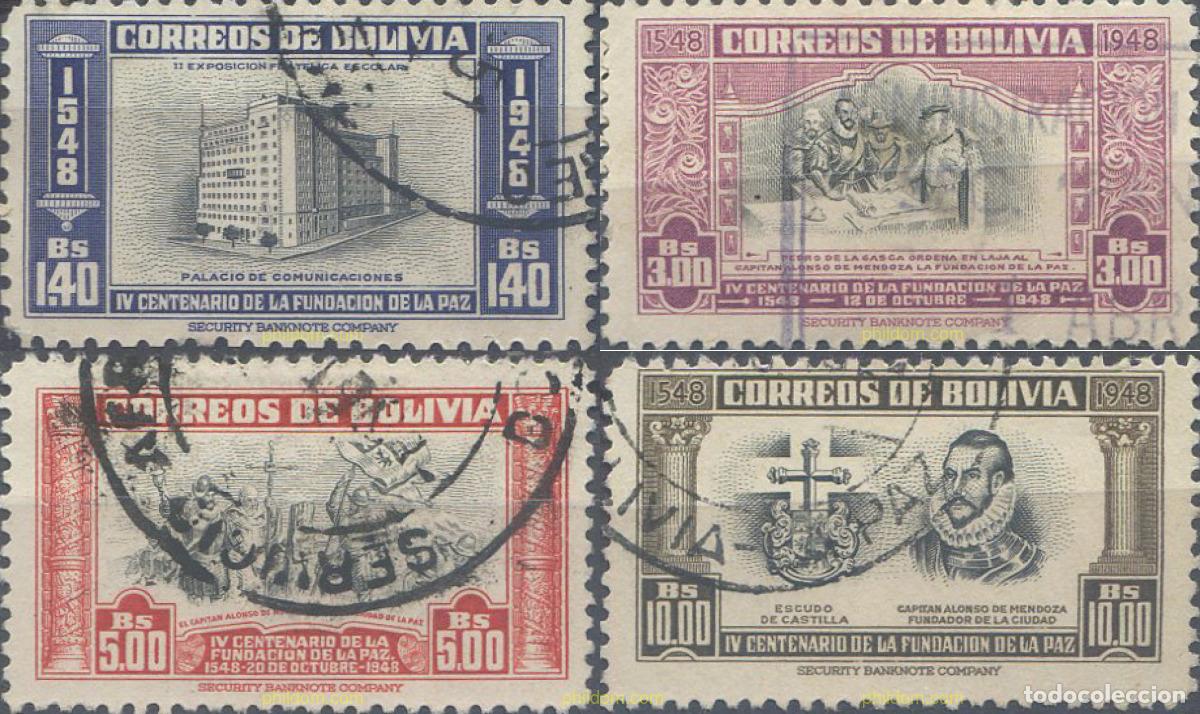 Sellos: 665492 USED BOLIVIA 1951 4 CENTENARIO DE LA FUNDACION DE LA PAZ