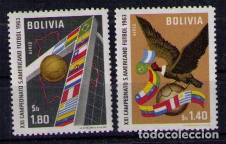 Timbres: BOLIVIA 1951 - CAMPEONATO SUDAMERICANO DE FUTBOL - YVERT AEREOS 228-229*