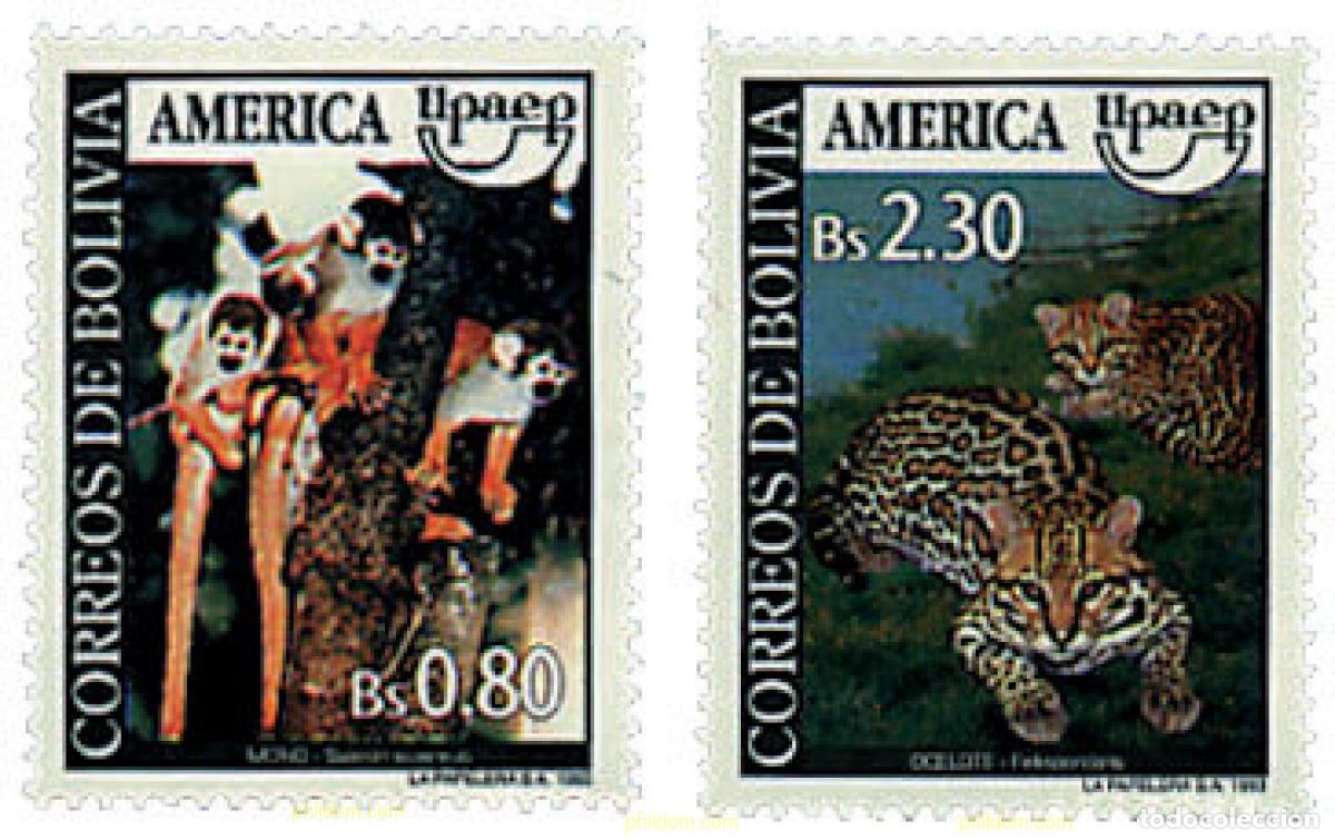 Sellos: 30975 MNH BOLIVIA 1993 AMERICA-UPAEP 1993 - FAUNA EN VIA DE EXTINCION
