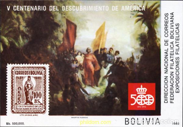 Sellos: 152679 MNH BOLIVIA 1985 500 ANIVERSARIO DEL DESCUBRIMIENTO DE AMERICA