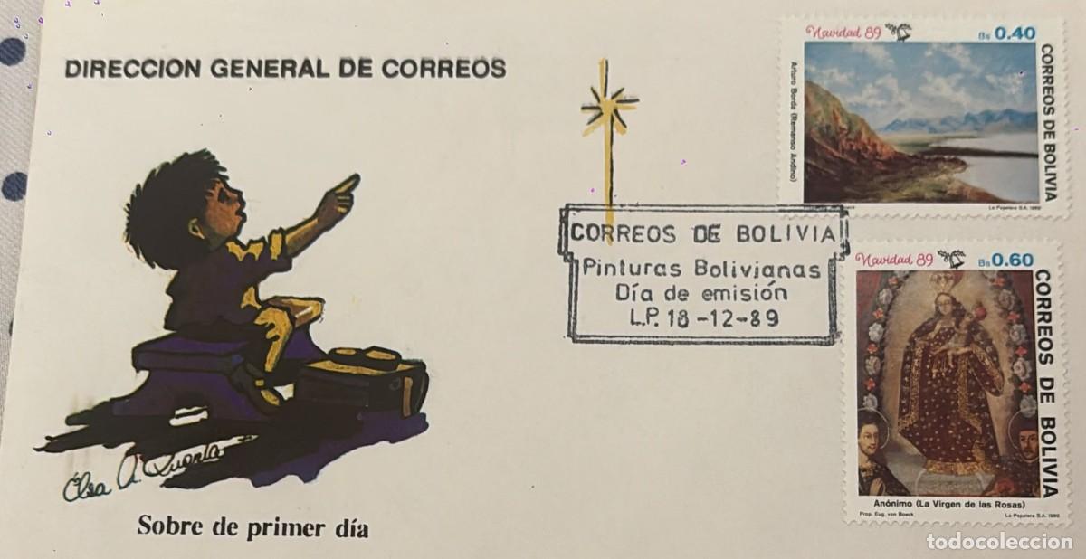 Sellos: TS.)1989, BOLIVIA, FIRST DAY COVER, COMMEMORATIVE PRE-PRINTED DESIGN FEATURING A PORTRAIT OF A SEATE