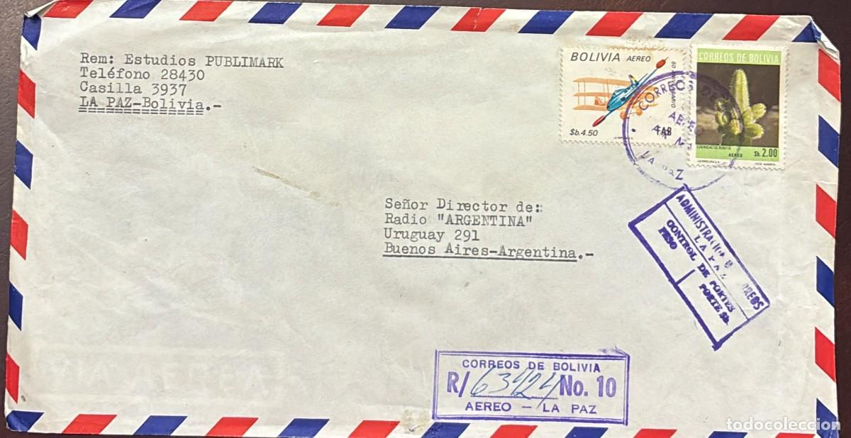 Sellos: TS.)1971, BOLIVIA, LA PAZ TO BUENOS AIRES, AIRMAIL ENVELOPE, TWO STAMPS: ON THE RIGHT, &rdquo;ANNIVERSARY