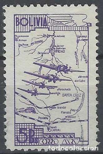 Sellos: BOLIVIA 1938 - LAS L&Iacute;NEAS A&Eacute;REAS BOLIVIANAS, A&Eacute;REO - USADO