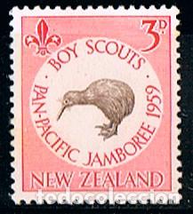 NUEVA ZELANDA IVERT Nº 374 (AÑO 1959), PAN PACIFIC BOY SCOUT JAMBOREE (KIWI), SIN MATASELLAR (Sellos - Temáticas - Boy Scout)