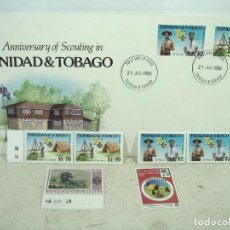 Sellos: BOY SCOUTS 1986- SOBRE +8 SELLOS-75TH ANNIVERSARY OF SCOUTING TRINIDAD & TOBAGO-ANIVERSARIO. Lote 335245643