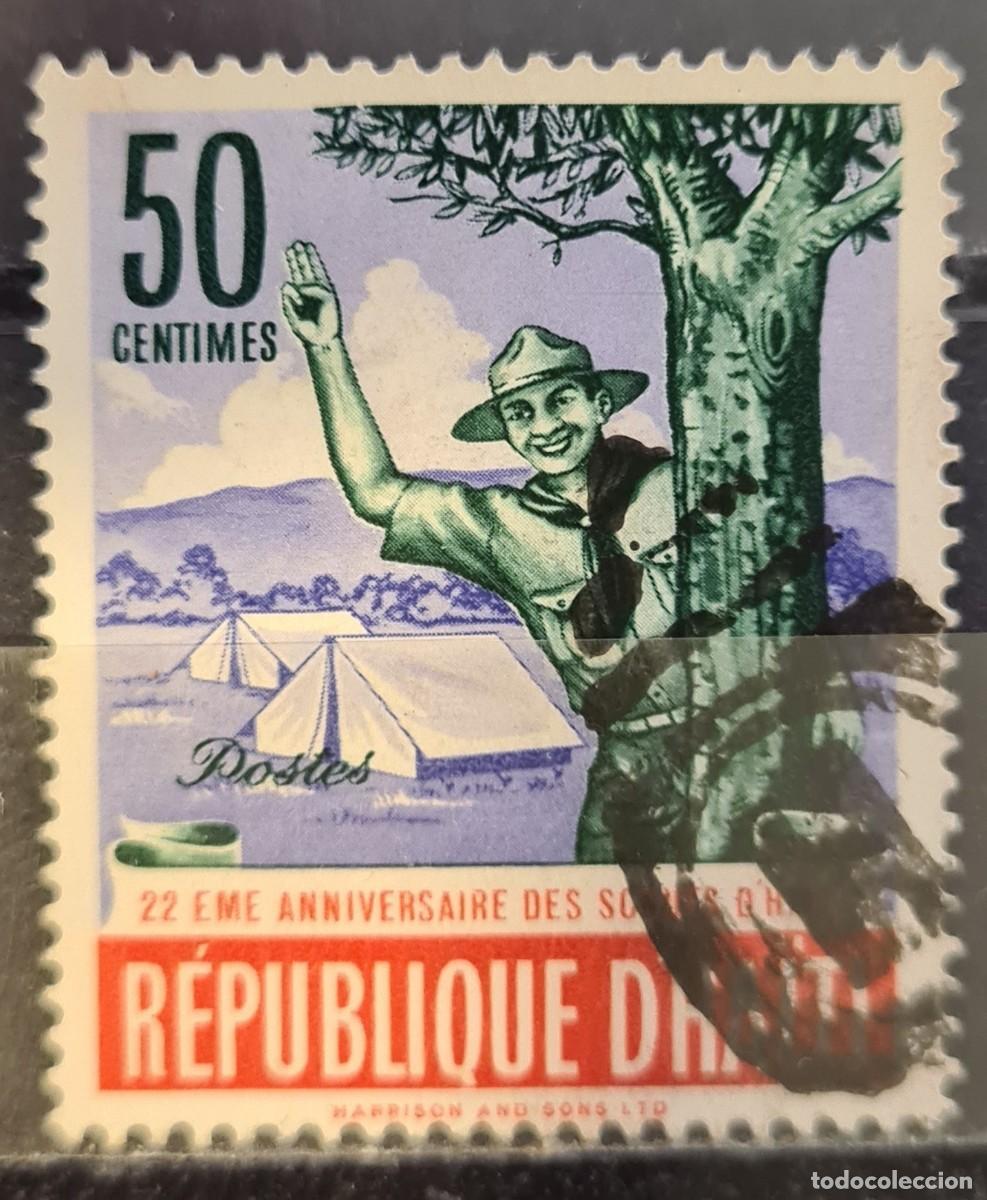 Sellos: Sello usado de Hait&iacute; 1962: XXII aniversario del Escoltismo haitiano