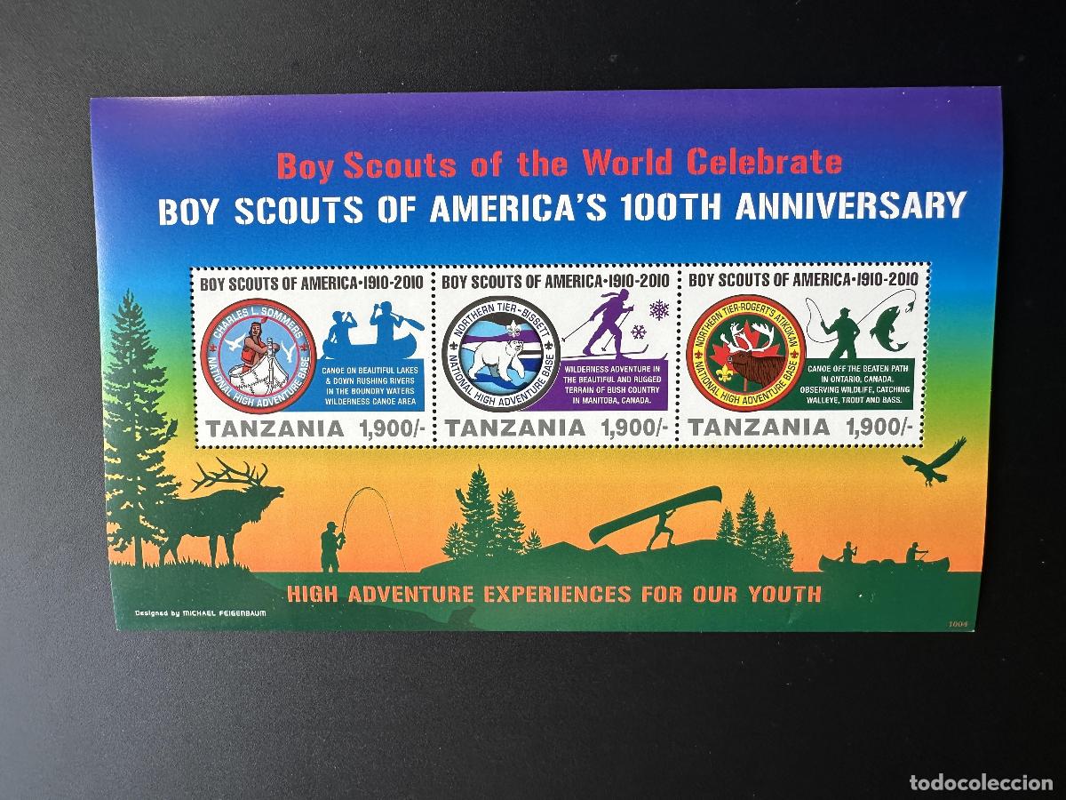 Sellos: Tanzania 2010 Mi. Bl. 4713-4715 Boy Scouts America Scouting BSA 100 a&ntilde;os