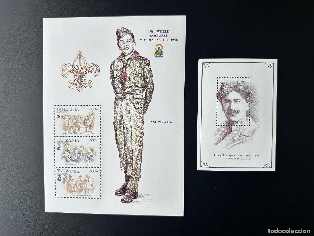 Sellos: Tanzania 1998 Mi. 3141 - 3145 Bl. 425 Scouting Jamboree Scout Chile en todo el mundo