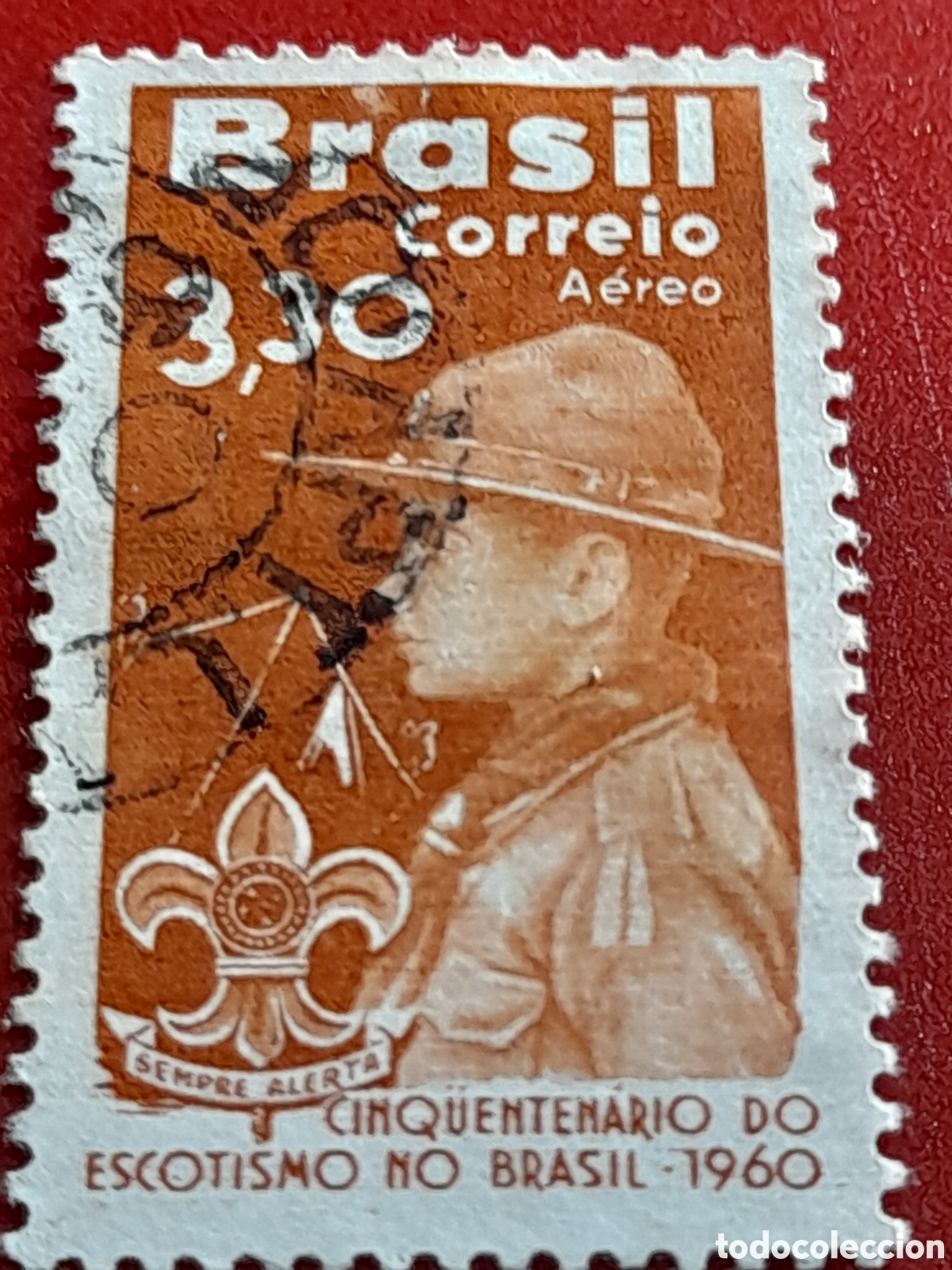 Sellos: Sello Brasil mtdo/udo 1960. 50Aniv movimiento Scouts. Infancia. Organizaci&oacute;n. Humanitaria