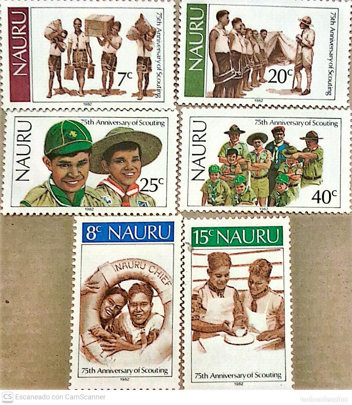 Sellos: Nauru. 241/46 Aniversario del escultismo. Actividades diversas. 1982. Sellos nuevos y numeraci&oacute;n Yve