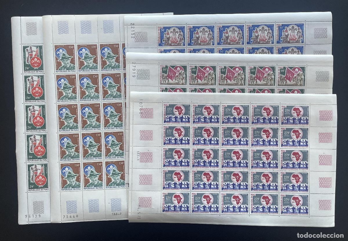 Stamps: Mali 1973 YT PA 182-186 bloque escultismo Baden-Powell Jamboree Nairobi