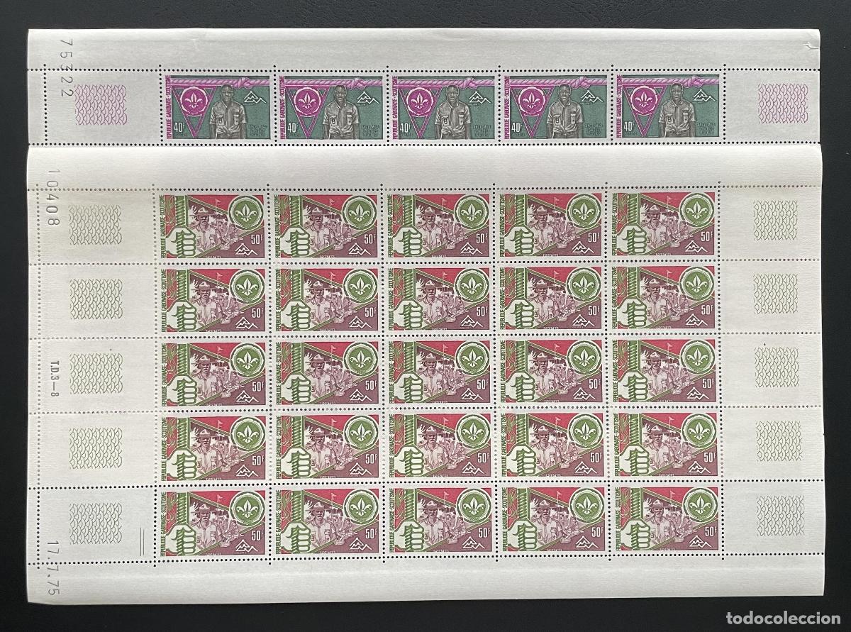 Sellos: Gab&oacute;n 1975 YT 344-345 bloque escultismo scouts Baden-Powell