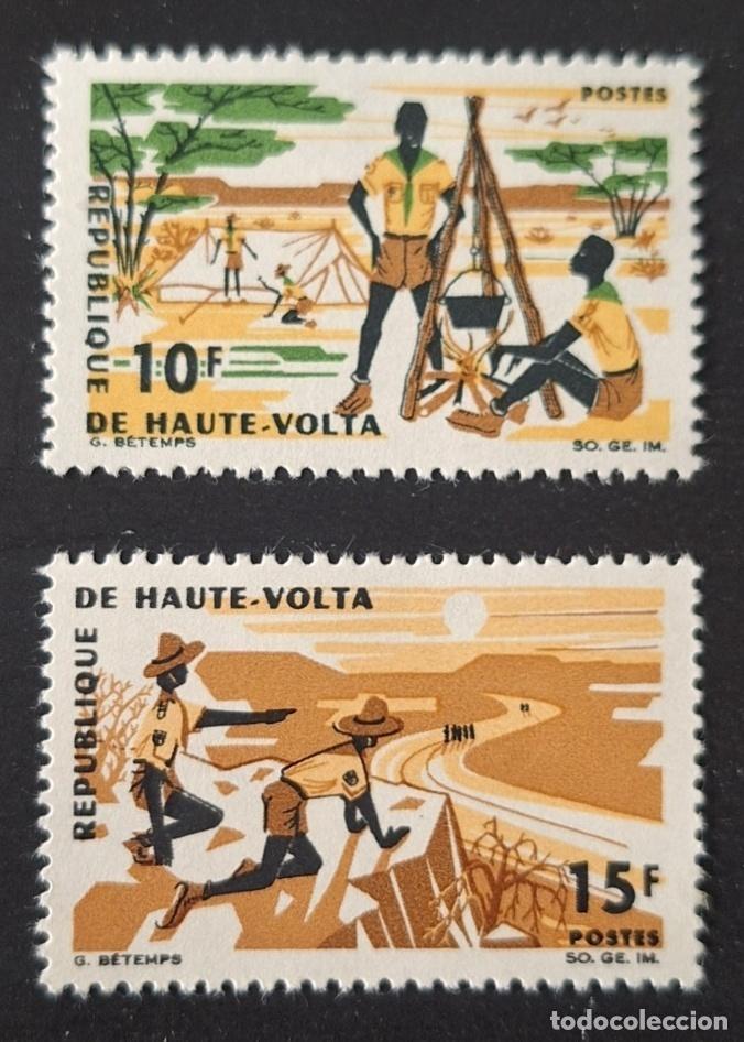 Sellos: Alto Volta 1966 Mi. 190-191 escultismo campamento senderismo fogata