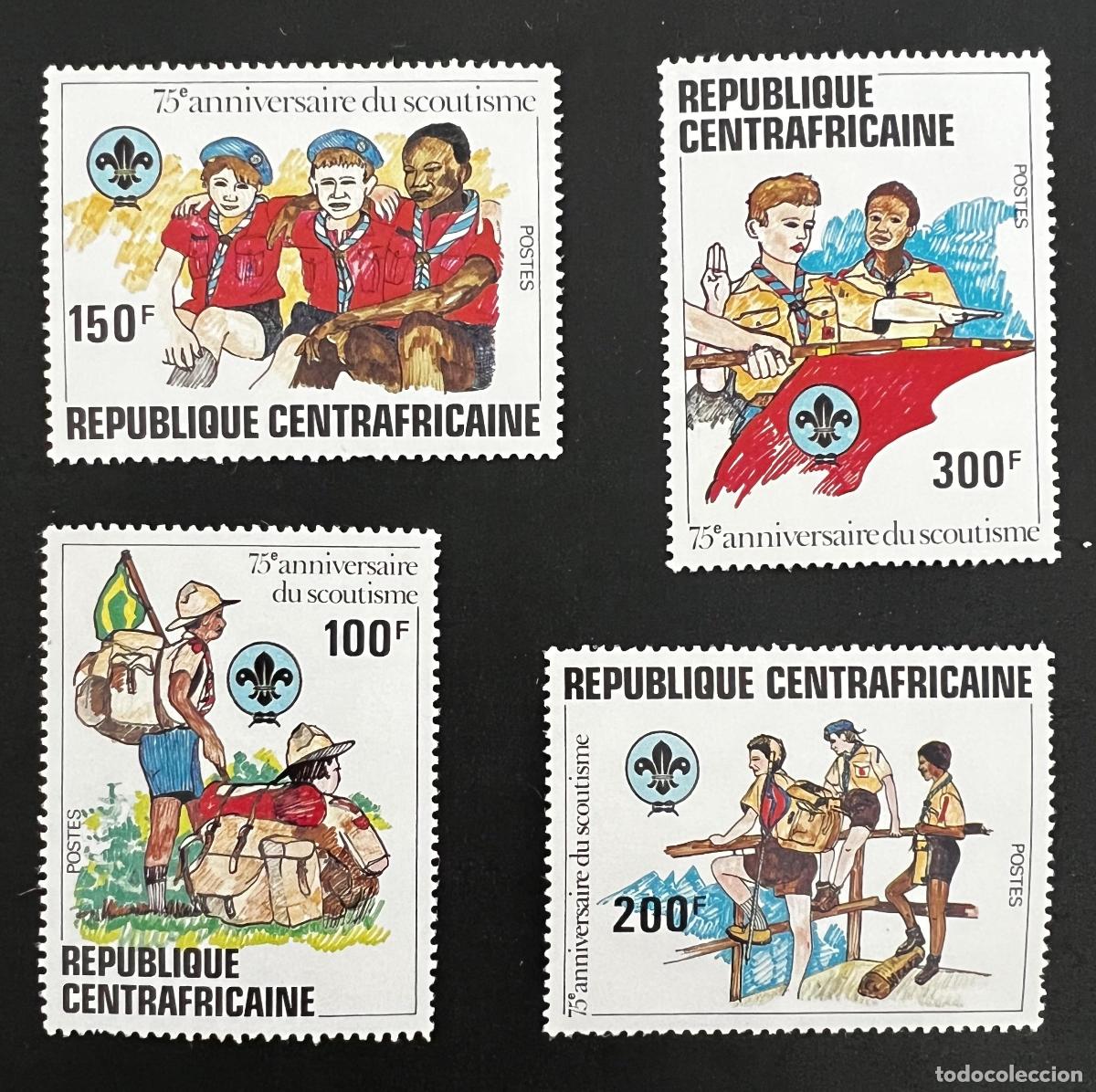 Sellos: Centro&aacute;frica 1982 Mi. 807-810 escultismo 75 aniversario scouts