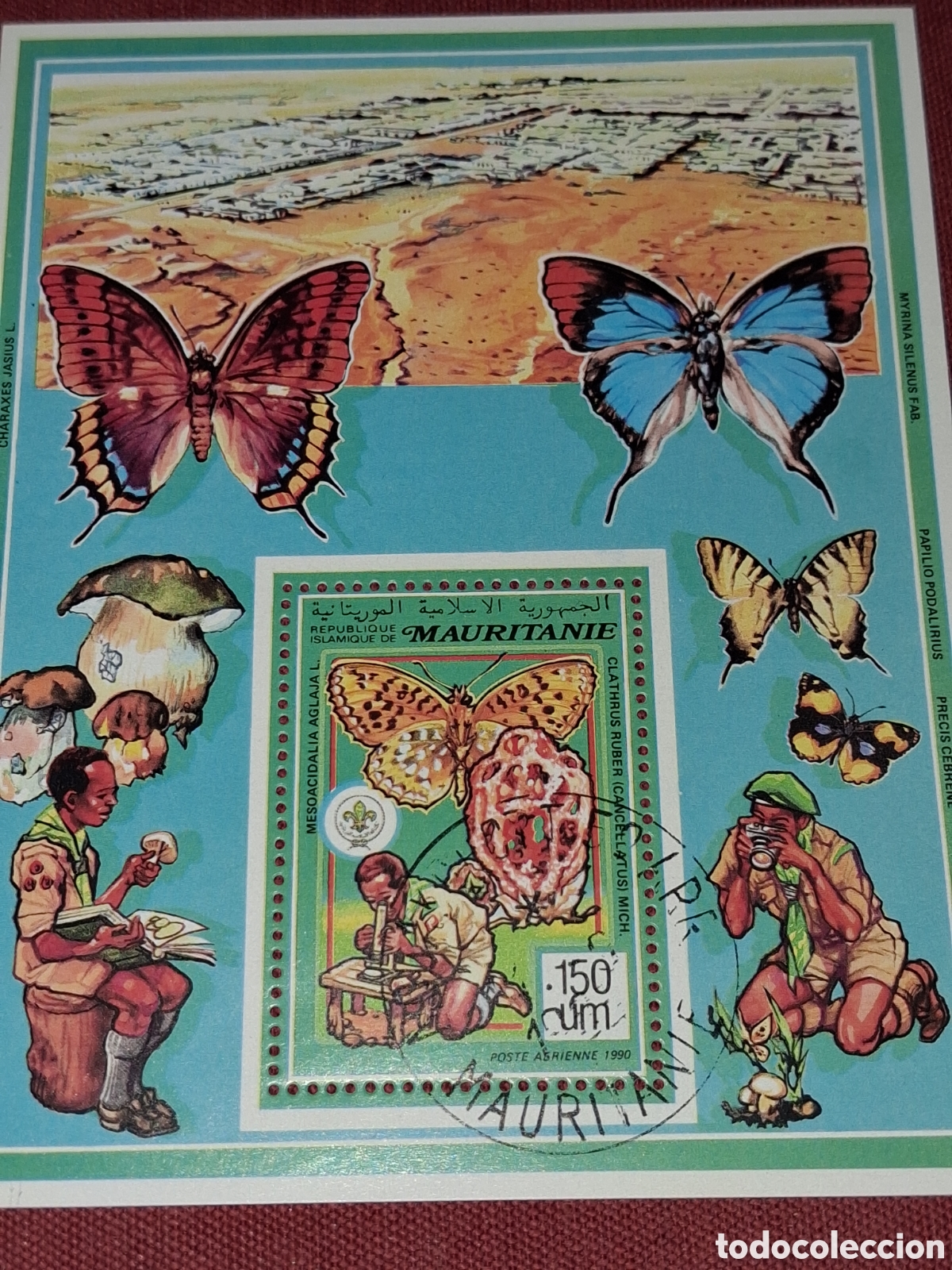 Sellos: HB Mauritania mtdo 1990. Movimiento Boy Scout. Organizaciones. Mariposas. Fauna. Polillas. Insectos.
