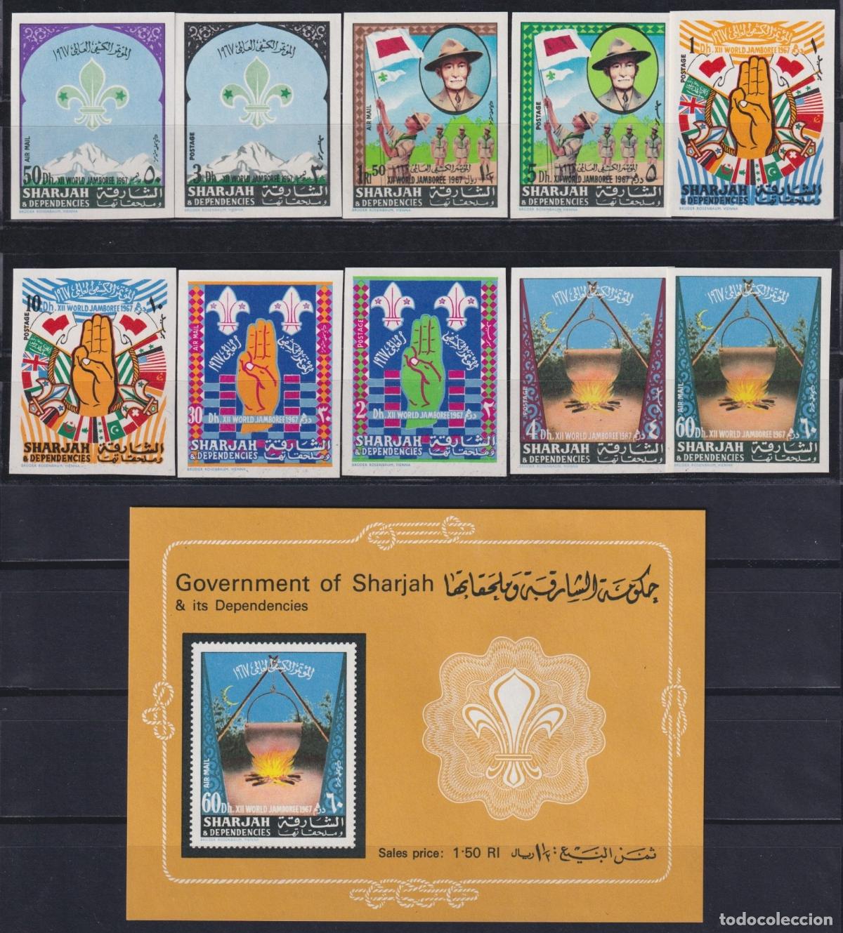 Selos: F-EX64655 SOUTH ARABIA SHARJAH MNH 1967 IMPERF BOYS SCOUT IDAHO WORLD JAMBOREE LORD BADEM POWELL.