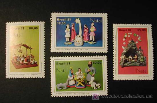 Sellos: BRASIL 1981 NAVIDAD 4 SELLOS - Foto 1
