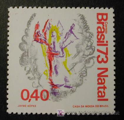 Sellos: BRASIL 1973 NAVIDAD 1 SELLO - Foto 1