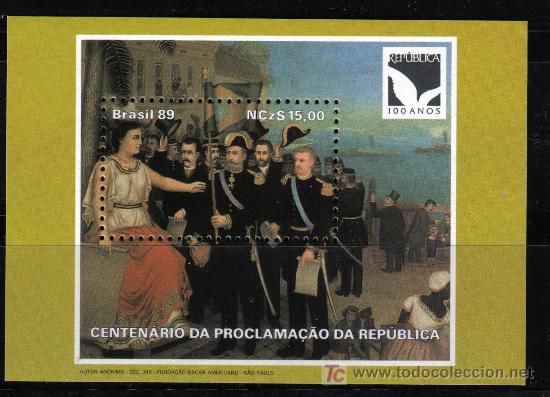Sellos: BRASIL 1989 HOJA BLOQUE CENTENARIO DE LA REPUBLICA - Foto 1