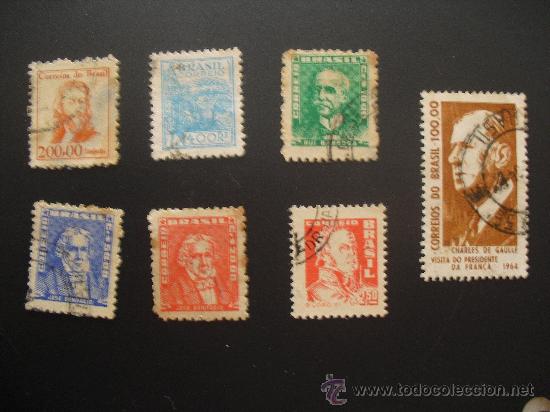 Sellos: 7 sellos antiguos de Brasil. - Foto 1