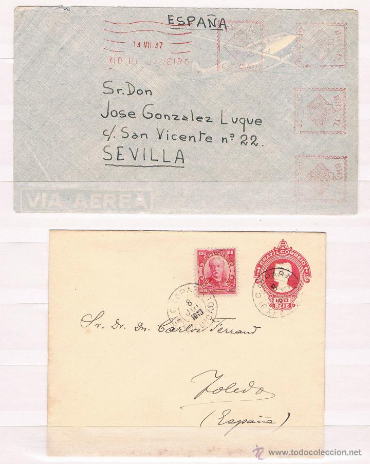 Sellos: Brasil. Dos cartas circuladas a Espa&ntilde;a - Foto 1