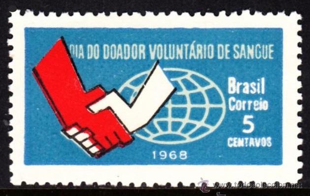 Sellos: BRASIL 1968 - DONANTES DE SANGRE - YVERT N&ordm; 878 - Foto 1
