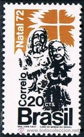 Sellos: BRASIL 1972 - NAVIDAD - YVERT N&ordm; 1013 - Foto 1