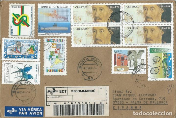 Timbres: 1994. BRASIL/BRAZIL. SOBRE CIRCULADO CERTIFICADO. FRANQUEO ESPECTACULAR. VER FOTOS.