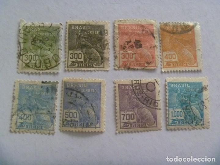 Sellos: LOTE DE 8 SELLOS ANTIGUOS DE BRASIL : BASICOS - Foto 1