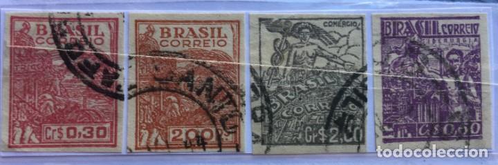Sellos: 4 Sellos de Brasil 1946 Sin dentar - Foto 1
