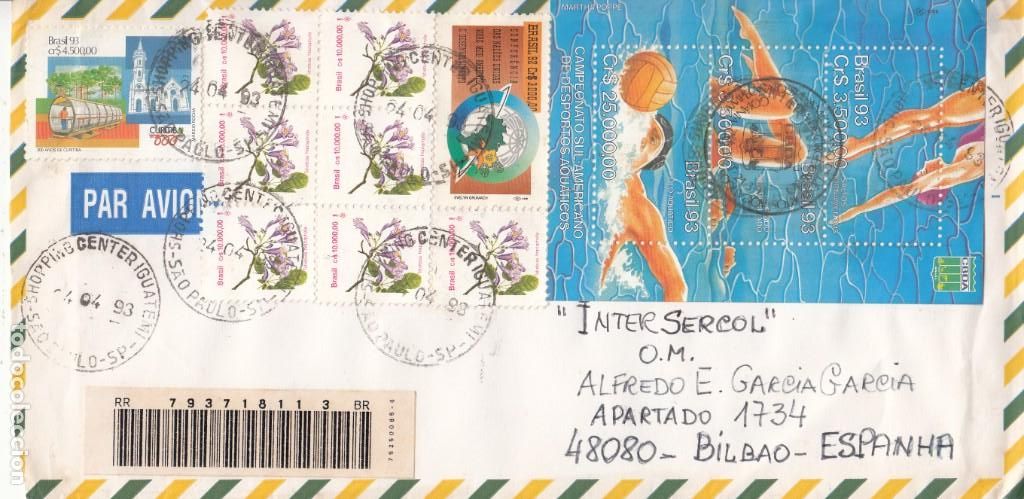 Sellos: CORREO AEREO: BRASIL 1993 - Foto 1