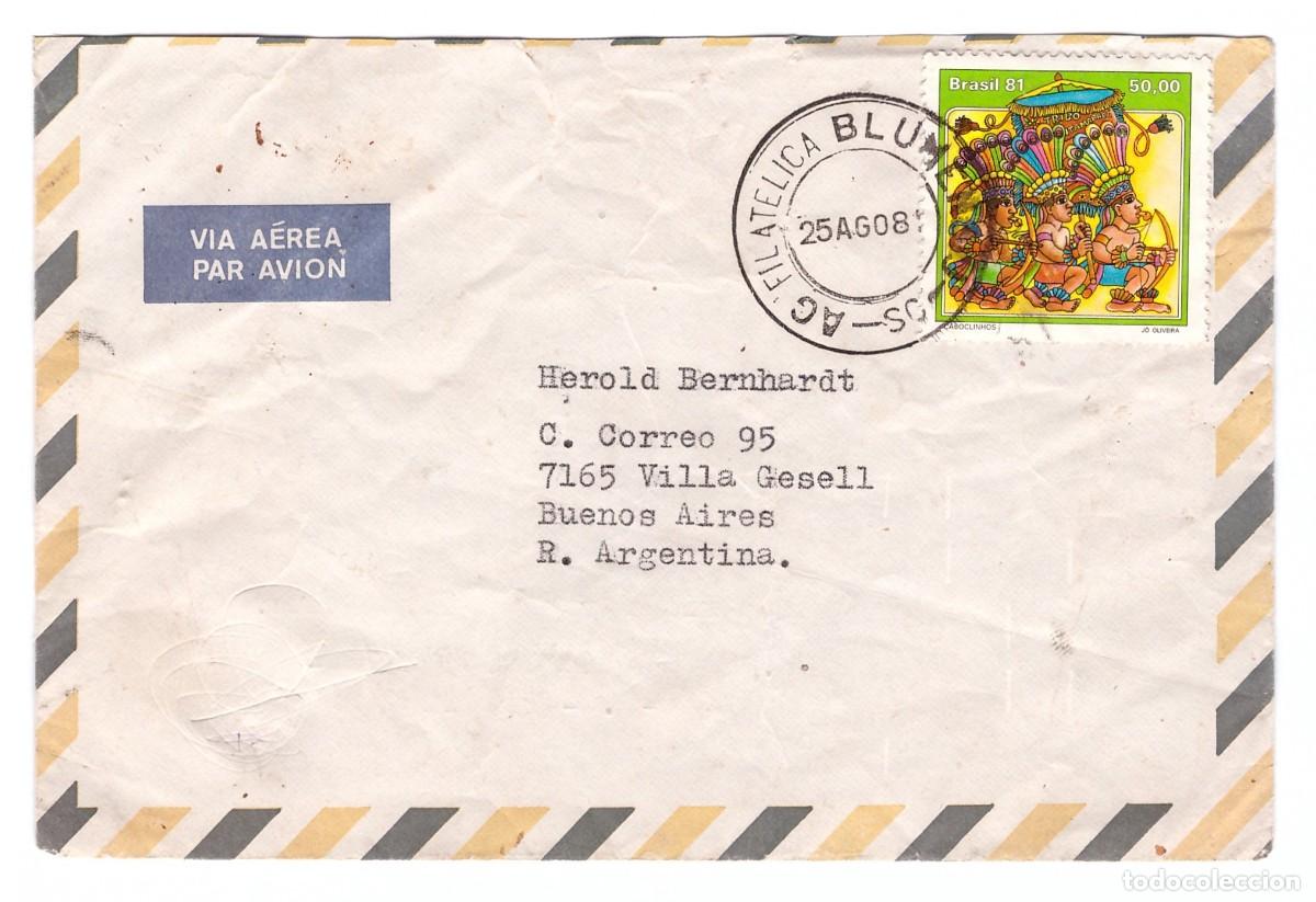 Sellos: BRASIL. Sobre circulado en 1981. - Foto 1
