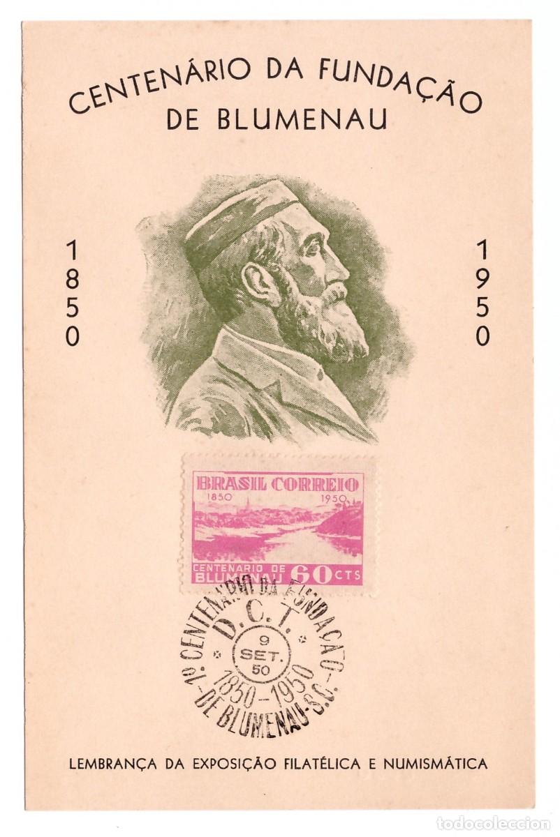 Sellos: BRASIL. Centenario de la Fundaci&oacute;n de Blumenau (1950). - Foto 1