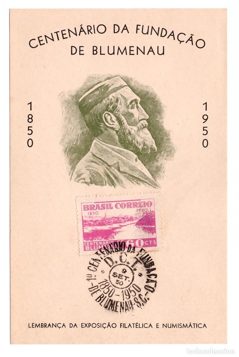 Sellos: BRASIL. Centenario de la Fundaci&oacute;n de Blumenau (1950). - Foto 1