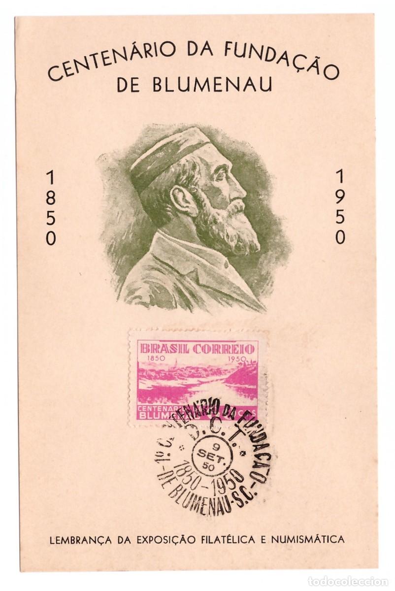 Sellos: BRASIL. Centenario de la Fundaci&oacute;n de Blumenau (1950). - Foto 1