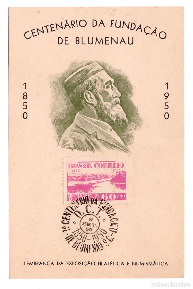 Sellos: BRASIL. Centenario de la Fundaci&oacute;n de Blumenau (1950). - Foto 1