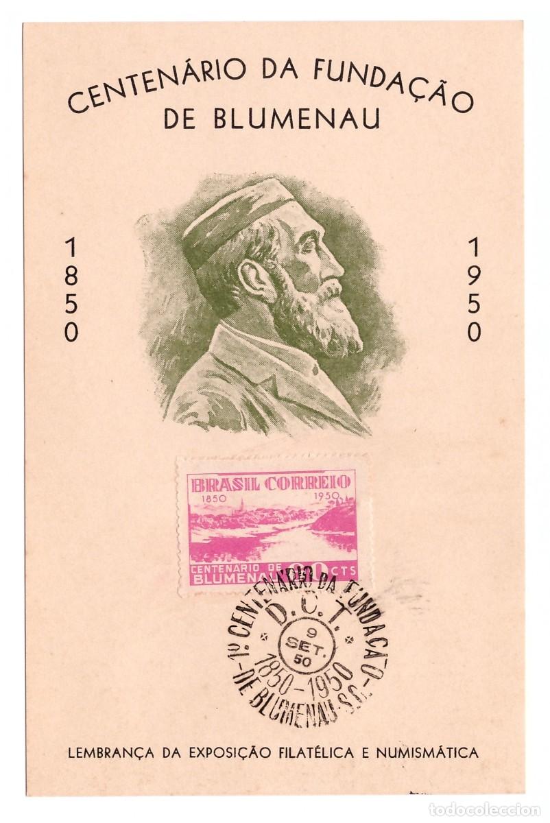 Sellos: BRASIL. Centenario de la Fundaci&oacute;n de Blumenau (1950). - Foto 1