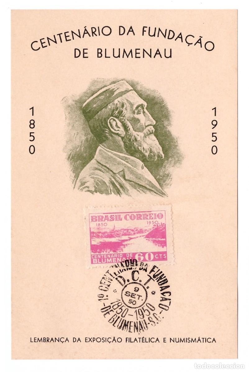 Sellos: BRASIL. Centenario de la Fundaci&oacute;n de Blumenau (1950). - Foto 1