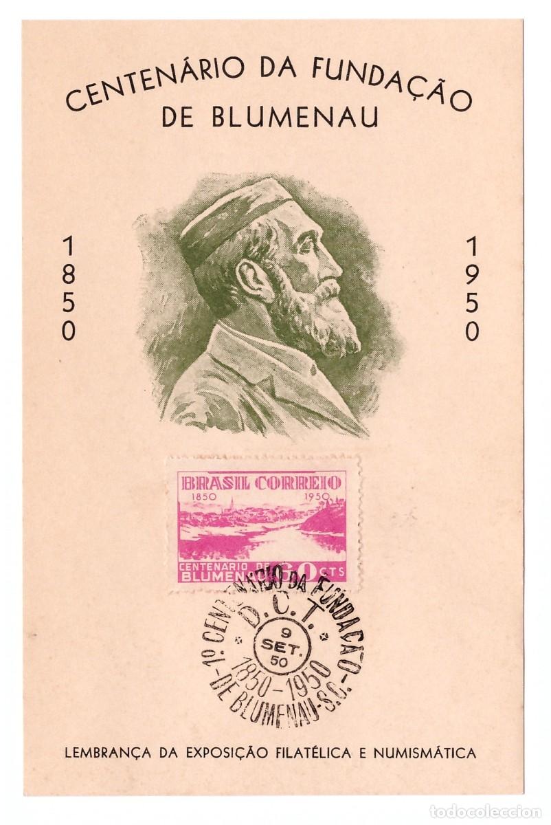 Sellos: BRASIL. Centenario de la Fundaci&oacute;n de Blumenau (1950). - Foto 1