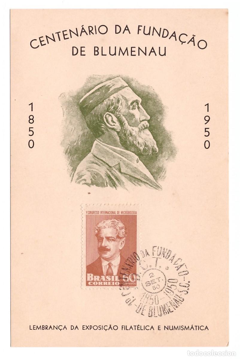 Sellos: BRASIL. Centenario de la Fundaci&oacute;n de Blumenau (1950). - Foto 1