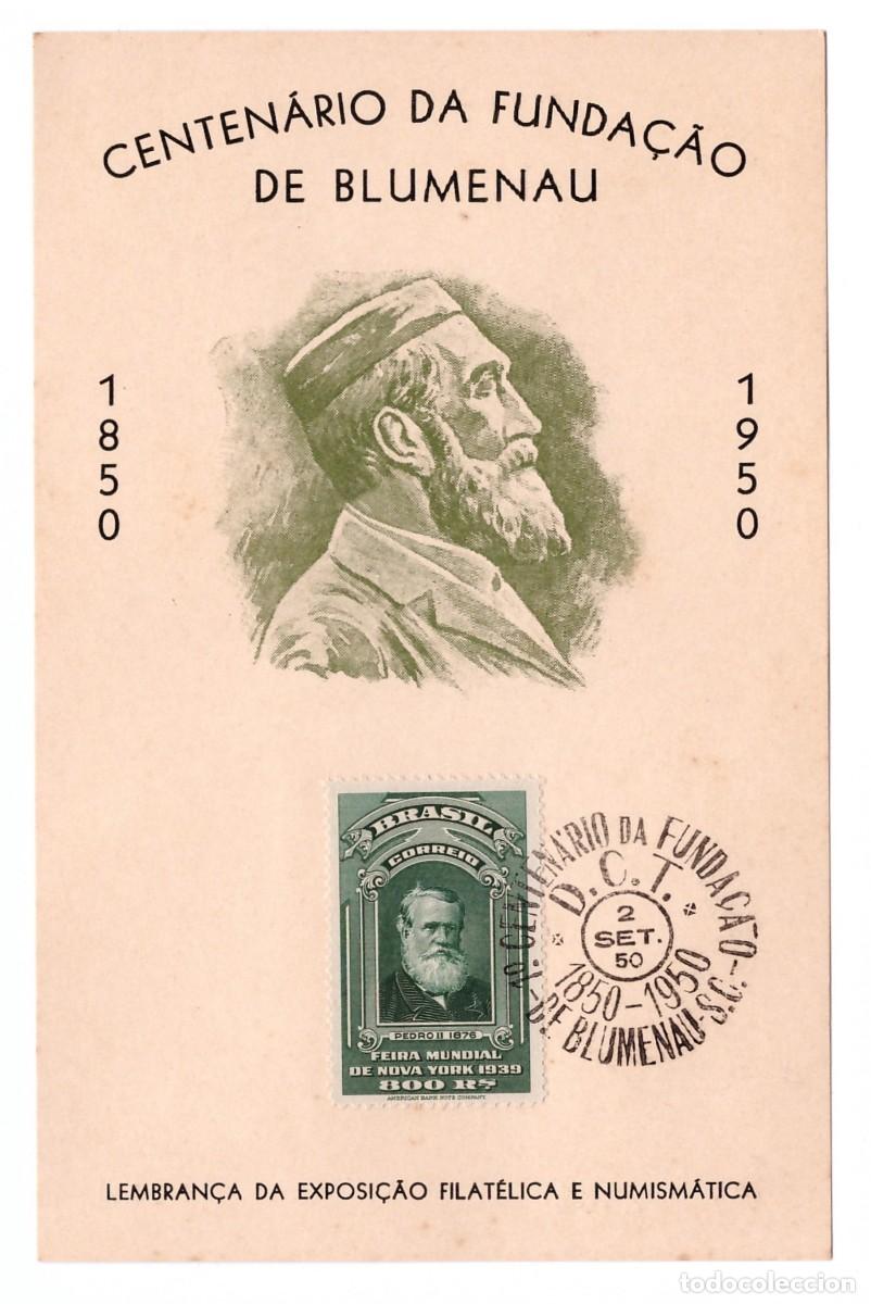 Sellos: BRASIL. Centenario de la Fundaci&oacute;n de Blumenau (1950). - Foto 1