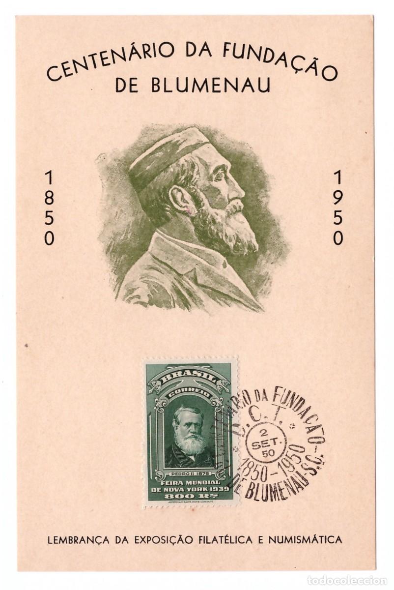 Sellos: BRASIL. Centenario de la Fundaci&oacute;n de Blumenau (1950). - Foto 1