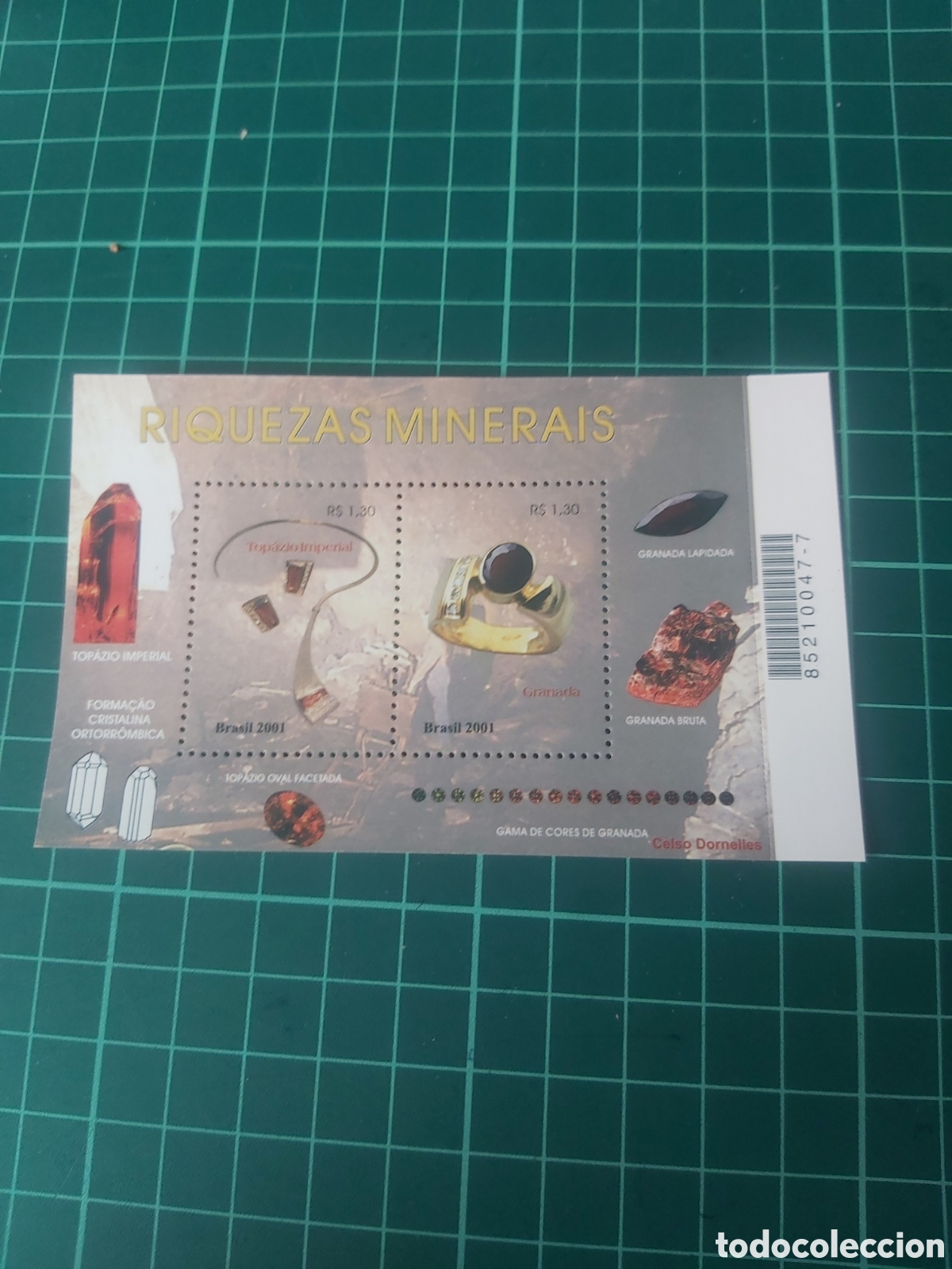 Francobolli: Joyas minerales piedas preciosas Brasil hoja bloque nuevo 2001