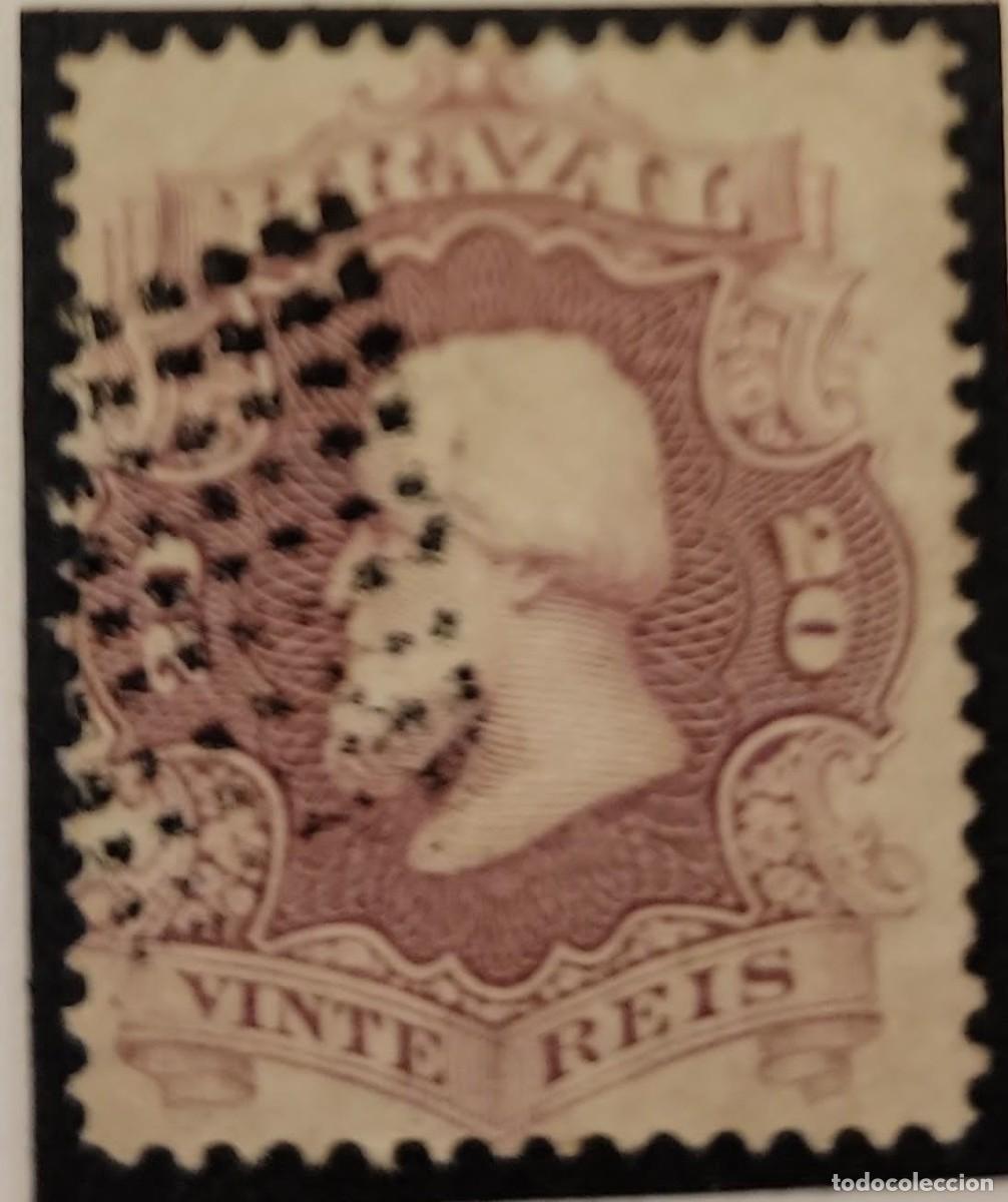 Timbre Brésil 1866 Dom Pedro 20R Rouge Lilas - Scott #54, Neuf Avec Charnière